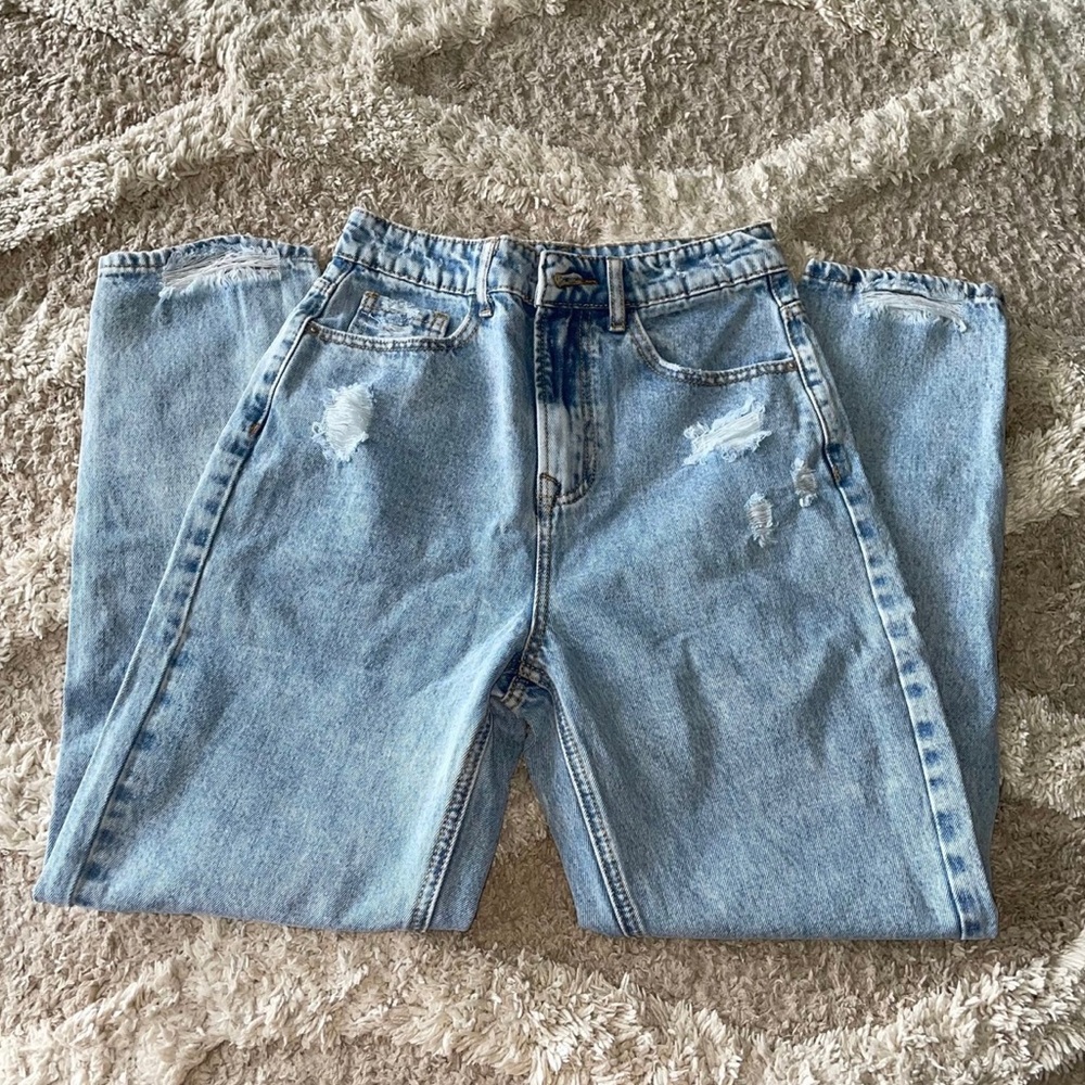 SHEIN EZwear Lightwash Zipper Fly Tapered Jeans Women’s XS